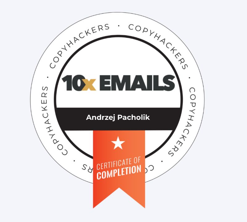 Copyhackers 10x Emails certificate